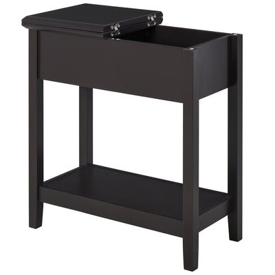 HOMCOM End Table, Narrow Side Table with Flip Top , Shelf, Dark Coffee 