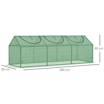Outsunny Mini Greenhouse, Small Plant Grow House for Outdoor with Durable PE Cover, Observation Windows, 180 x 60 x 60 cm, Green 