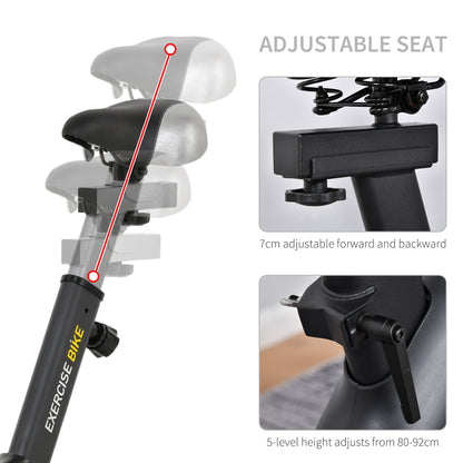HOMCOM Upright Exercise Bike Indoor Training Cycling Machine Stationary Workout Bicycle with 10KG Flywheel and Adjustable Resistance Seat Handlebar LCD Display for Home Gym 