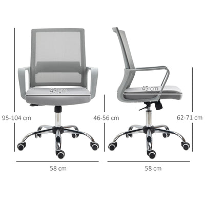Vinsetto Ergonomic Desk Chair Mesh Office Chair with Adjustable Height Armrest and 360\'c2\'b0 Swivel Castor Wheels Grey 
