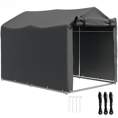 Outsunny 2.2 x 1.6 m Garden Storage Tent, Waterproof Anti-UV Bike Tent with Roll-up Zipper Door, Galvanised Outdoor Storage Shelter Carport for Bike, Motorbike, Garden Tools, Dark Grey 