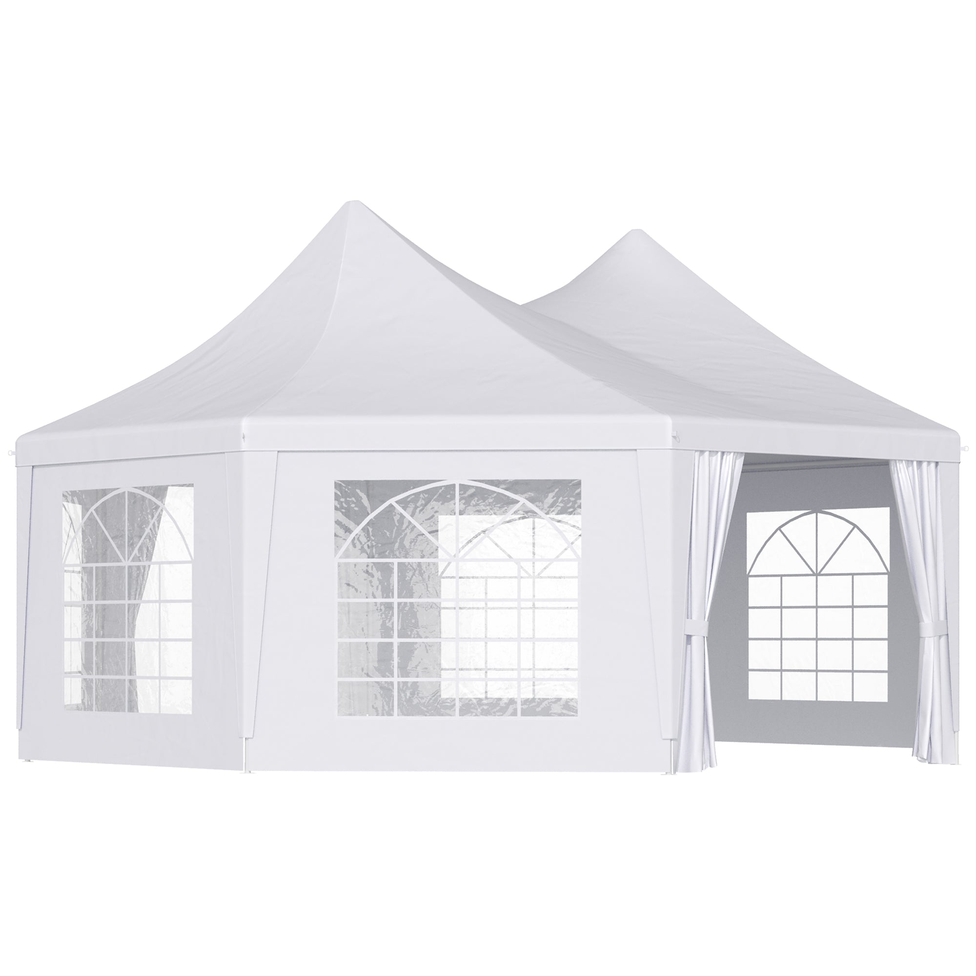 Outsunny 6.8x5M Octagonal Marquee Gazebo, Heavy Duty Wedding Party Tent with Sides and Doors, White 