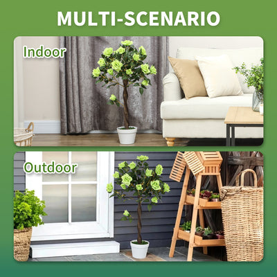 Outsunny Set of Two Faux Rose Trees - Green 