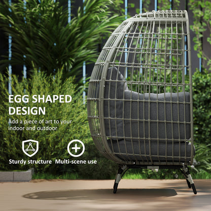 Outsunny Rattan Egg Chair with Cushions and Pillows, Charcoal Grey 
