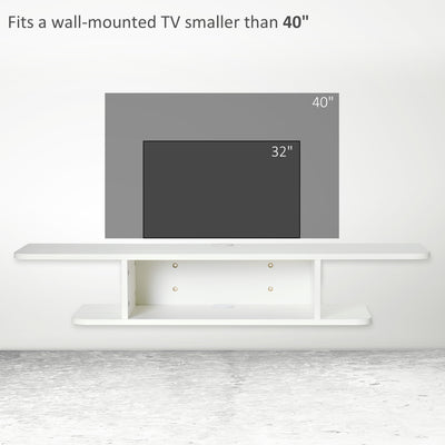 HOMCOM Floating TV Unit Stand for TVs up to 40", Wall Mounted Media Console with Storage Shelf, Entertainment Center, White 