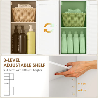 HOMCOM Slim Bathroom Storage Cabinet, with Sensor Lights - White 