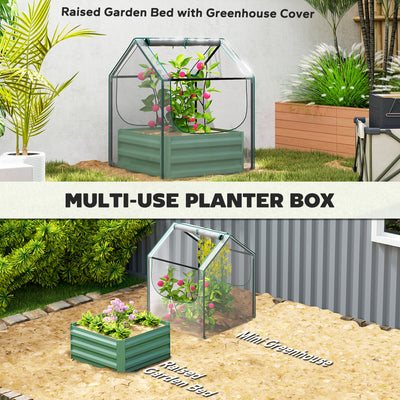 Outsunny 61 x 61cm Garden Planter Bed, with Cover - Green 
