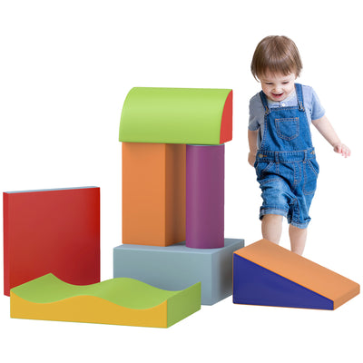 HOMCOM 7 Piece Soft Soft Play Set for Toddlers 1-3 Years, Blue 
