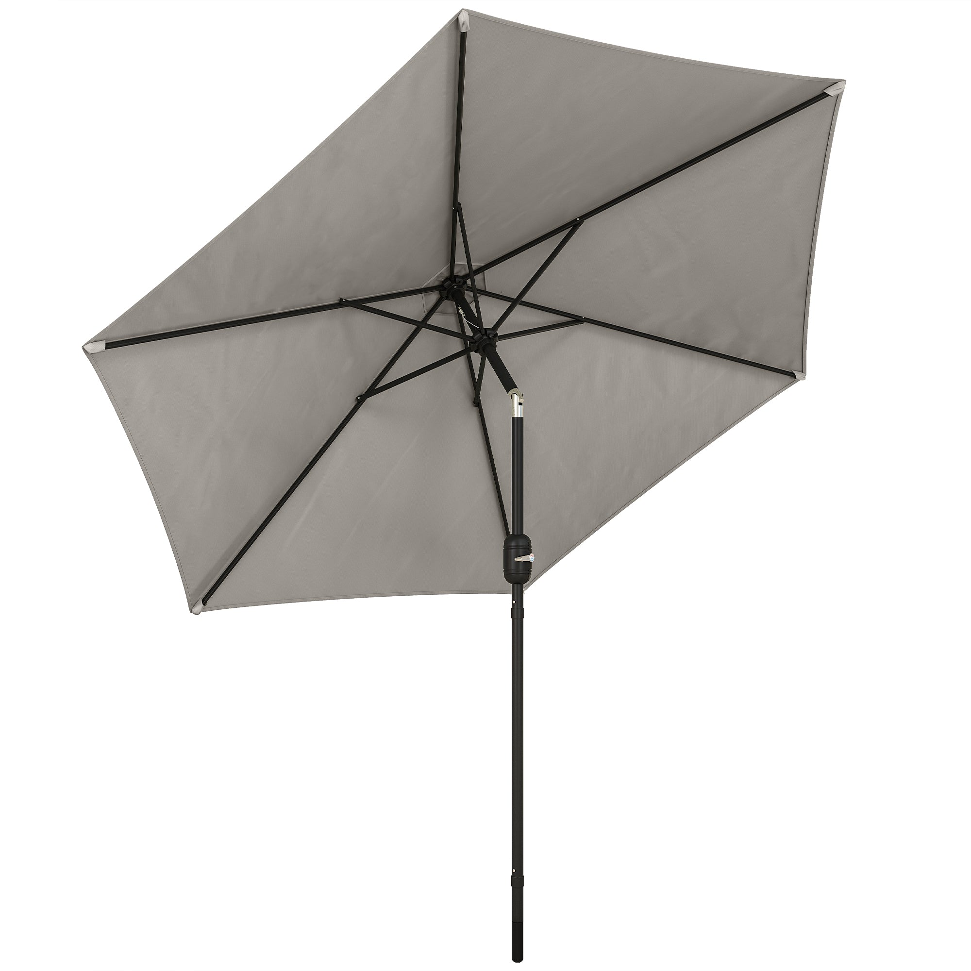 Outsunny 2.6 m Garden Parasol Umbrella with Aluminium Pole, Outdoor Patio Umbrella with Tilt and Crank, Vent, Light Grey 