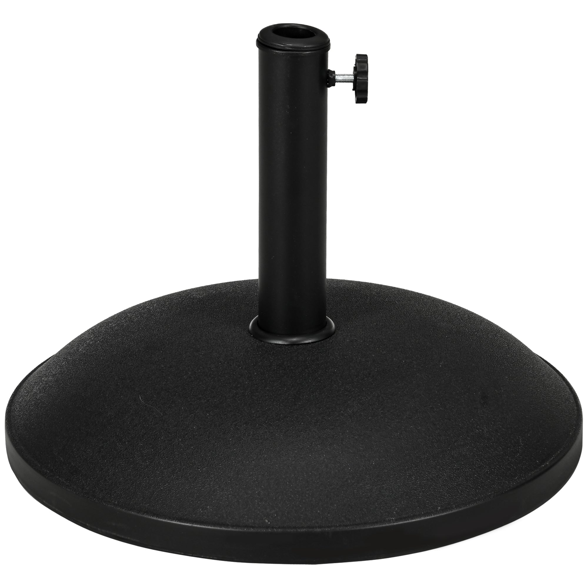 Outsunny 25 kg Parasol Base, Heavy Duty Concrete Patio Umbrella Stand with Adjustable Knob, 49 cm Round Garden Parasol Holder for 35 to 48 mm Poles, Black 