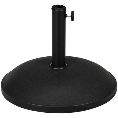 Outsunny 25 kg Parasol Base, Heavy Duty Concrete Patio Umbrella Stand with Adjustable Knob, 49 cm Round Garden Parasol Holder for 35 to 48 mm Poles, Black 