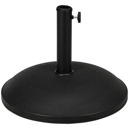 Outsunny 25 kg Parasol Base, Heavy Duty Concrete Patio Umbrella Stand with Adjustable Knob, 49 cm Round Garden Parasol Holder for 35 to 48 mm Poles, Black 