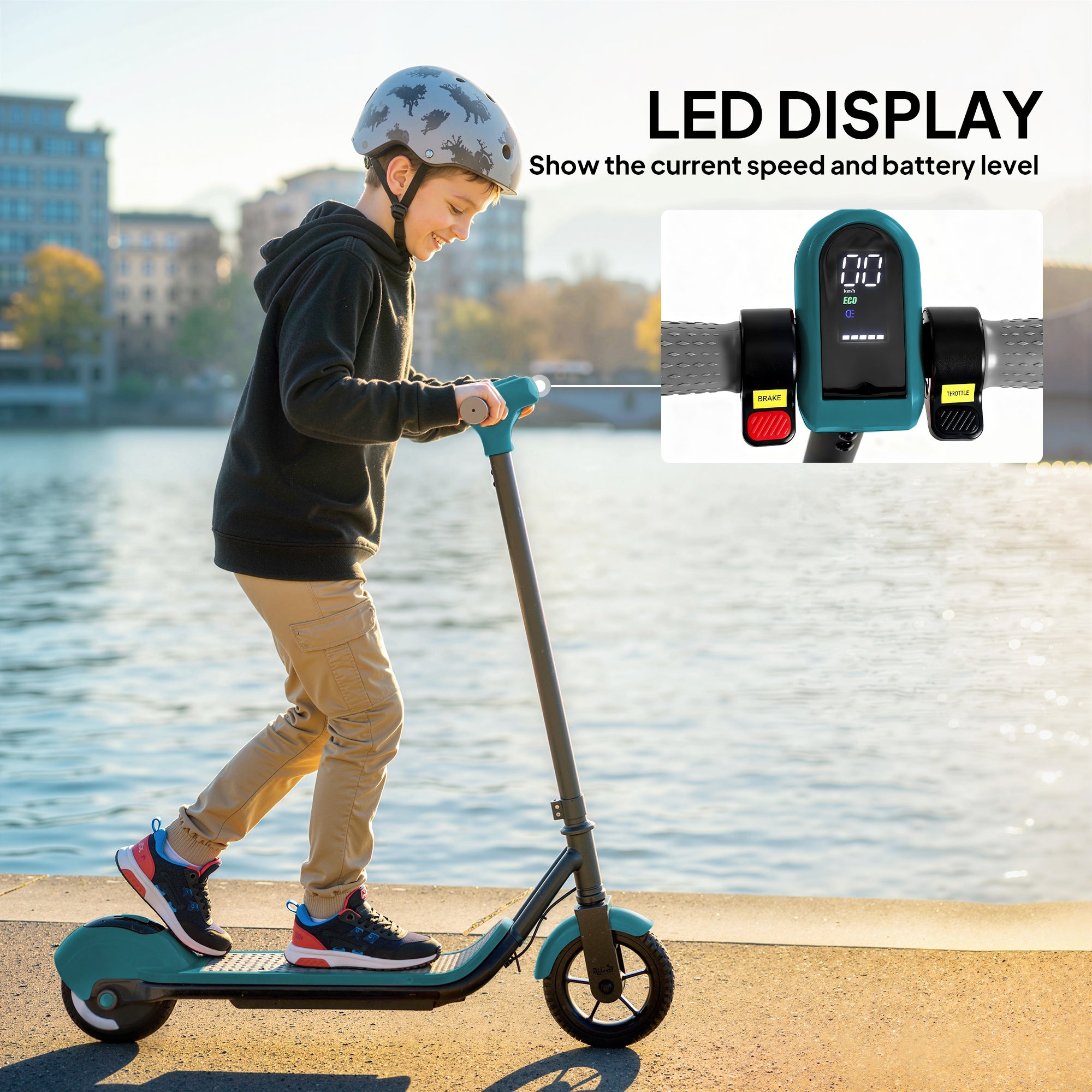 SPORTNOW Electric Scooter for Kids, with LED Display, Green 