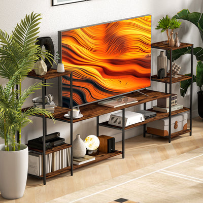 HOMCOM TV Unit for TVs up to 60 Inches, Industrial TV Stand with Storage Shelves, Entertainment Centre for Living Room, Bedroom 