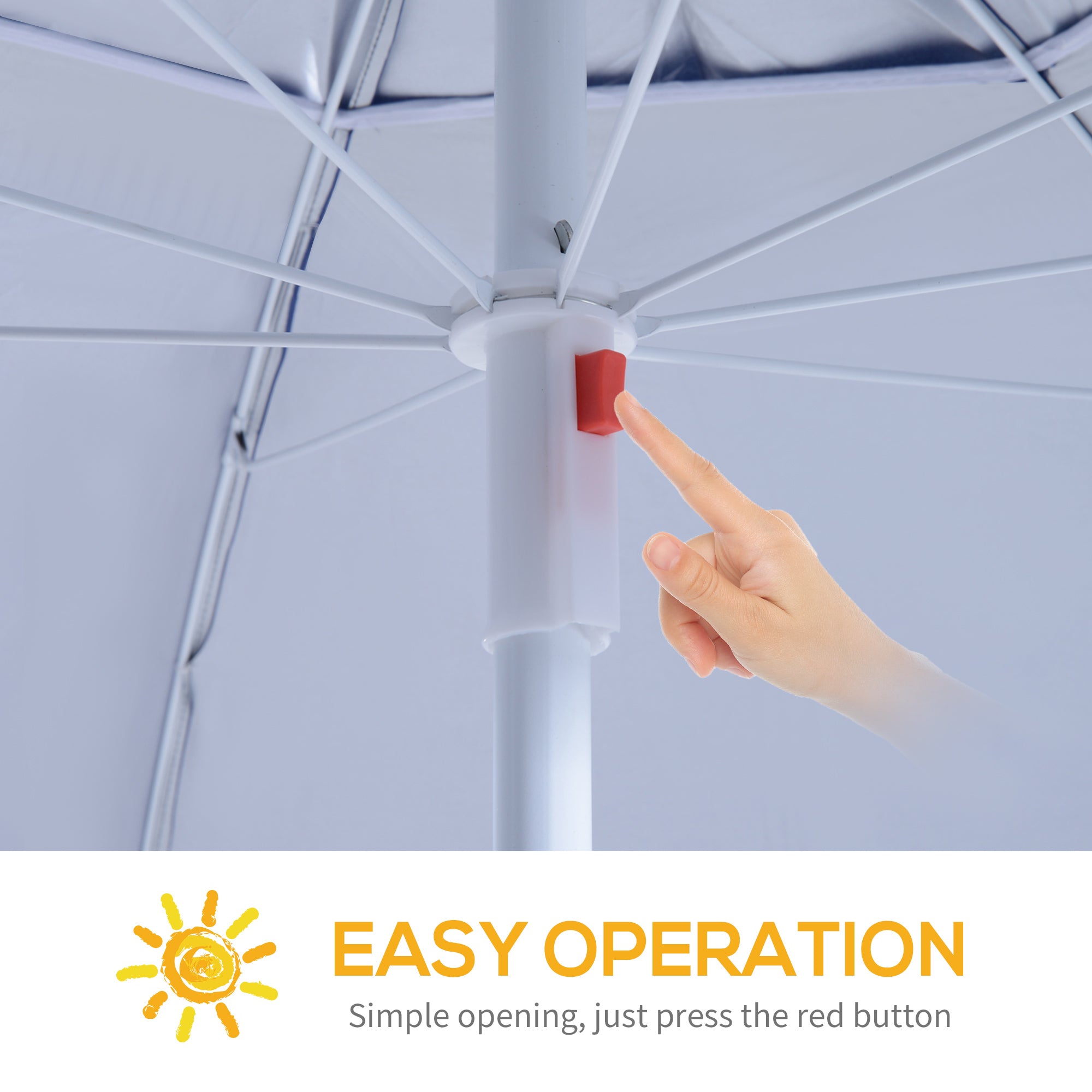 Outsunny 2m UV Protection Fishing Beach Umbrella Brolly Shelter w/ Side Panel Tent Blue 