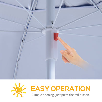 Outsunny 2m UV Protection Fishing Beach Umbrella Brolly Shelter w/ Side Panel Tent Blue 