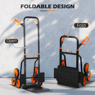 DURHAND Six-Wheel Folding  Sack Barrow Trolley - Black/Orange 