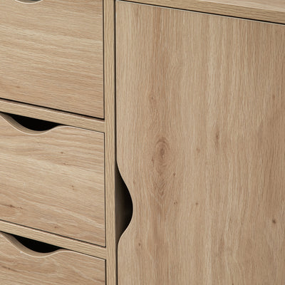 HOMCOM Bathroom Cabinet, Freestanding Storage Cabinet with 4 Drawers, Door Cupboard for Living Room, Kitchen, Bedroom, Natural 