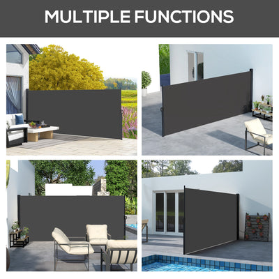 Outsunny Retractable Side Awning, Outdoor Privacy Screen for Garden, Hot Tub, Balcony, Terrace, Pool, 400 x 180cm, Black 