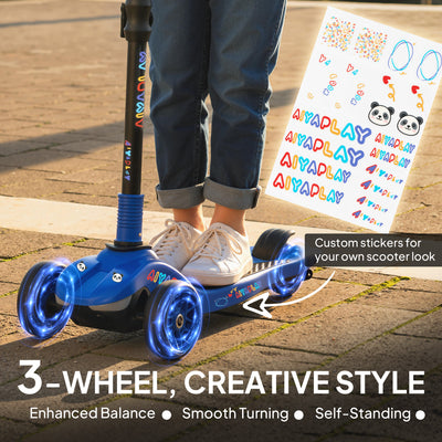 AIYAPLAY Three-Wheel Foldable Electric Scooter for Kids Aged 6-10 Years, Blue 