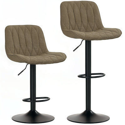 HOMCOM Set of Two Linen-Look Bar Stools - Brown 