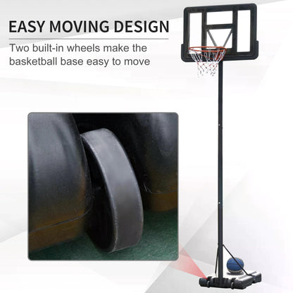 HOMCOM Portable Basketball Hoop Stand 231-305cm Height Adjustable w/ Moving Wheels 