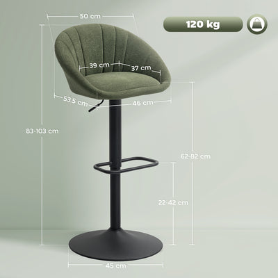 HOMCOM Set of Two Relaxed Tub Bar Stools - Dark Green 