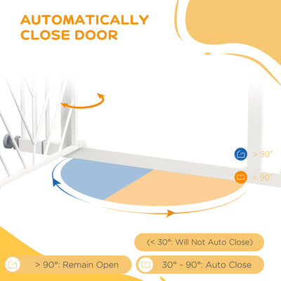 PawHut Pressure Fit Stair Gate Dog Gate w/ Auto Closing Door, Double Locking, Easy Installation, for 74-100cm Openings - White 