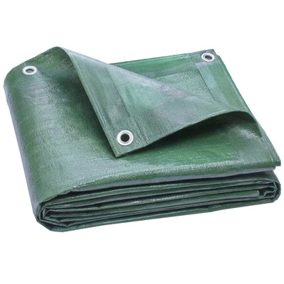 Outsunny 4 x 6m Waterproof Tarpaulin, 90GSM Tear-Resistant PE Tarp with Reinforced Grommets, UV Protected Cover 