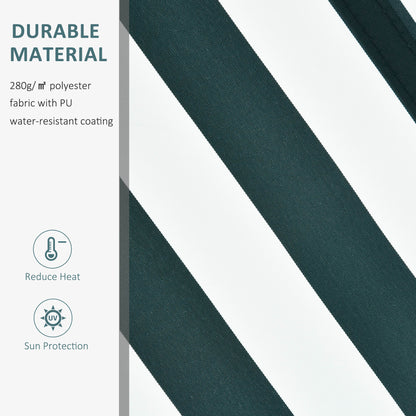 Outsunny Manual Retractable Awning, size (3.5m x2.5m)-Dark Green/White Stripes 