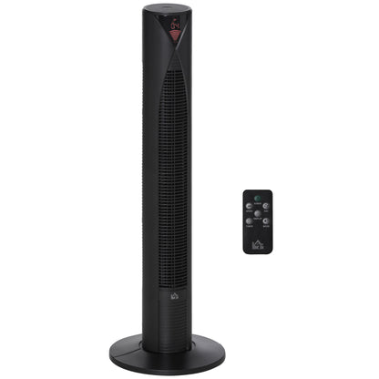 HOMCOM 38" Oscillating Tower Fan with Remote Control, 3 Speed 4 Modes, LCD panel, 12-Hour Timer, Slim Cooling Fan for Home Bedroom Office, Black 