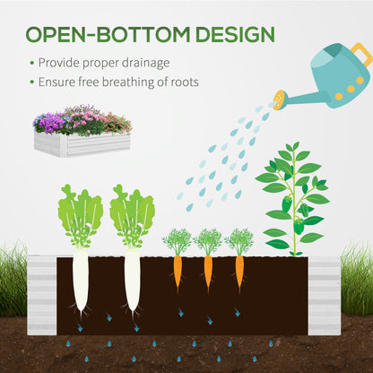 Outsunny Raised Garden Bed with Greenhouse, Steel Planter Box with Plastic Cover, Roll Up Window, Dual Use for Flowers, Vegetables, Fruits and Herbs, 127L x 95W x 92H cm, Clear 