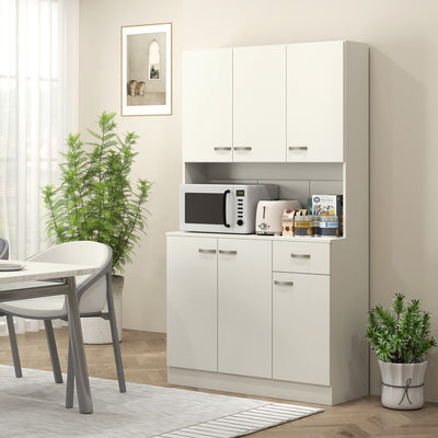 HOMCOM Freestanding Kitchen Pantry Storage Cabinet - White 