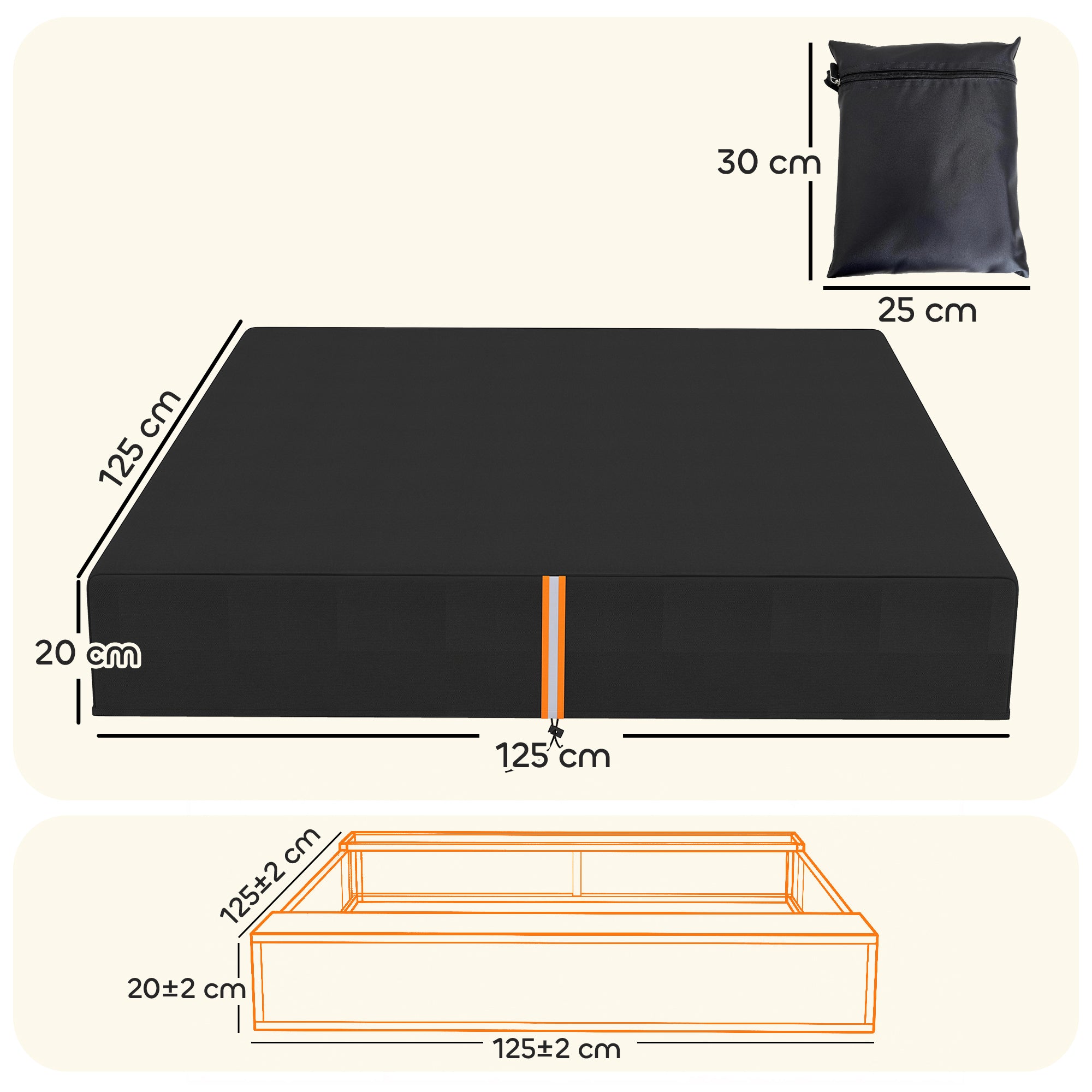 AIYAPLAY Sandbox Cover, Square Sandpit Cover Waterproof Dustproof UV Protection, Sandbox Canopy with Drawstring and Elastic Band 