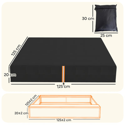 AIYAPLAY Sandbox Cover, Square Sandpit Cover Waterproof Dustproof UV Protection, Sandbox Canopy with Drawstring and Elastic Band 