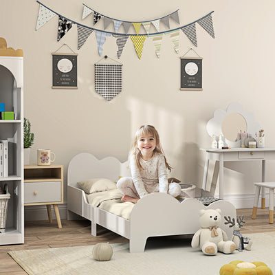 AIYAPLAY Cloud-Themed Toddler Bed Frame with Safety Rails, 143.5 x 74.5 x 56cm 