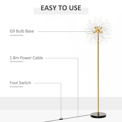 HOMCOM 160cm Dandelion-Crystallite Floor Lamp, with Foot Switch 