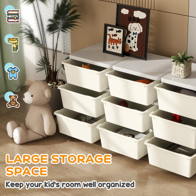 HOMCOM Kids Storage Unit, with Nine Drawers - Cream 