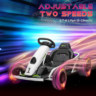 HOMCOM 24V Electric Go Kart for Kids, Drift Ride-On Racing Go Kart with 2 Speeds, for Boys Girls Aged 8-12 Years Old, White 