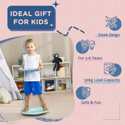 ZONEKIZ Two-In-One Balance Board, Kids Wobble Board with Ball - Blue 