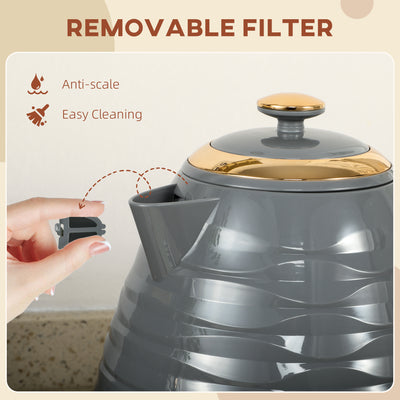 HOMCOM 3kW Rapid Boil Honeycomb Kettle - Grey 