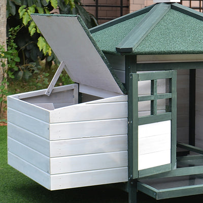 PawHut Chicken Coop, Small Animal Pet cage w/ Nesting Box, Wooden Outdoor Run, Green 