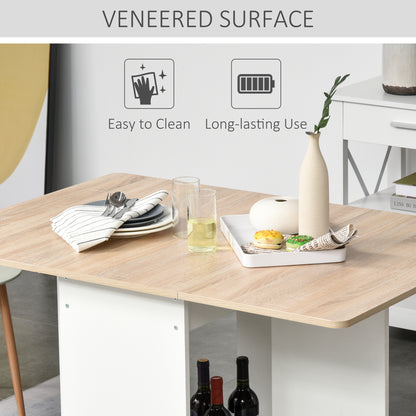 HOMCOM Foldable Dining Table Drop-Leaf Folding Desk Side Console with Storage Shelf for Kitchen,Dining Room 