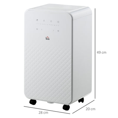 HOMCOM 2000mL Portable Dehumidifier with Air Purifier, 24H Timer, 5 Modes, 10L/Day, for Home Laundry, White 