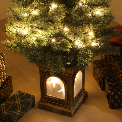 HOMCOM 4ft Artificial Christmas Tree with 80 Warm White LED Lights, 8 Modes and Remote, Realistic Xmas Tree with Square Stand for Party Decoration, Green 