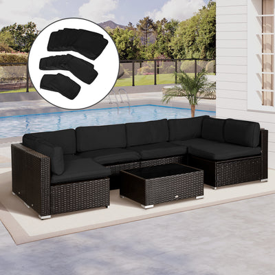 Outsunny Garden Rattan Sofa Cushion Polyester Cover Replacement Outdoor- No Cushion Included, Black 