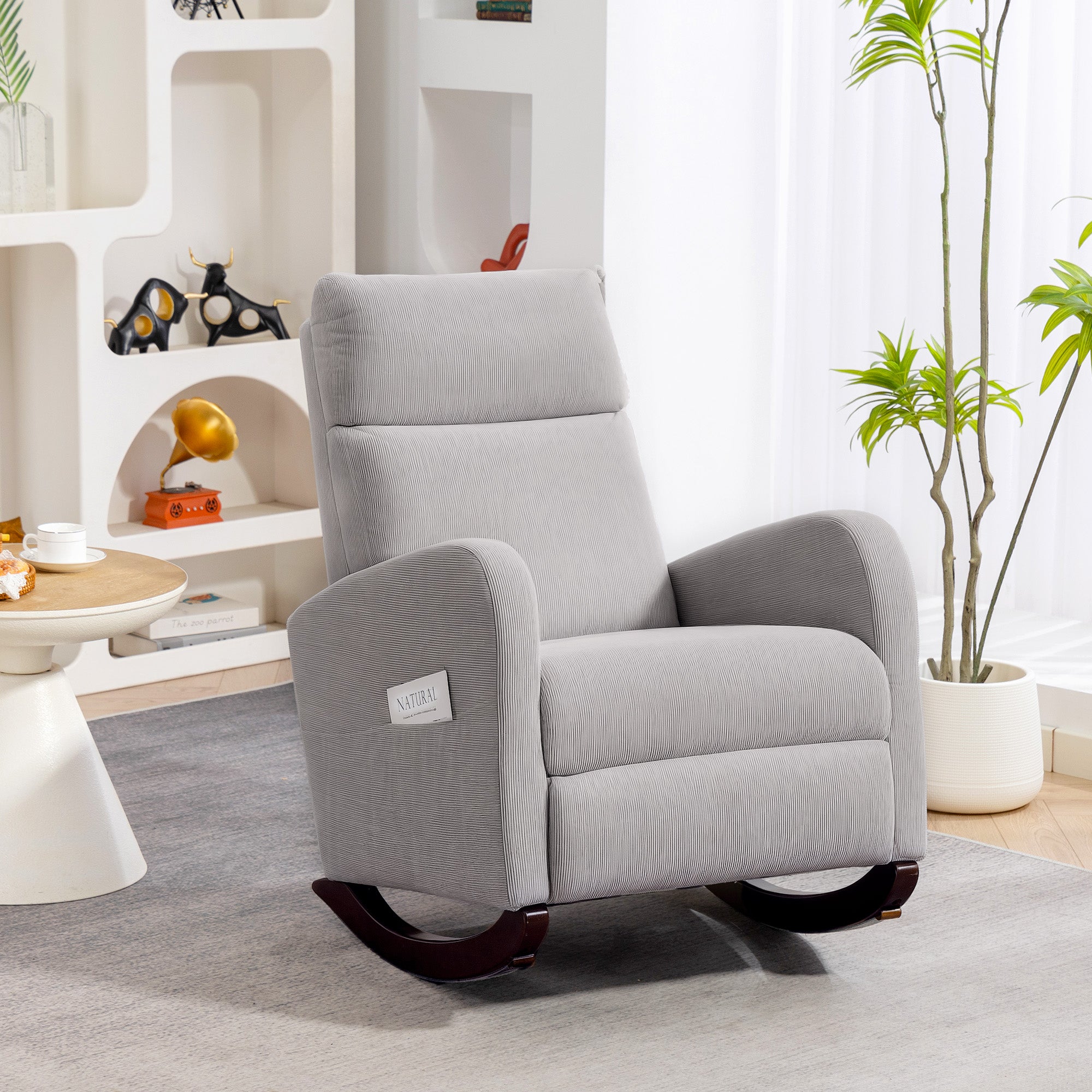 HOMCOM Corduroy Rocking Armchair - Grey 