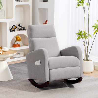 HOMCOM Corduroy Rocking Armchair - Grey 