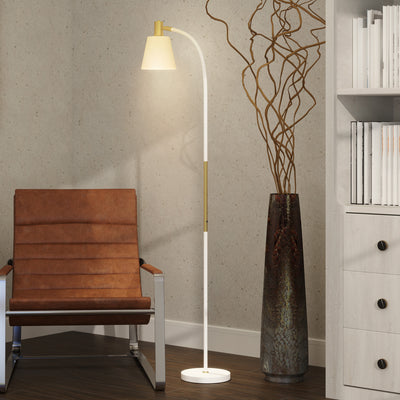 HOMCOM Floor Lamp for Living Room, Spotlight Reading Standing Lamp with Adjustable Height, Rocker on/off Switch, Indoor Task Lighting for Bedroom, Office,  White (Bulb not Included) 