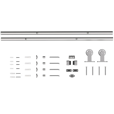 HOMCOM Sliding Door Hardware Kit Smooth Quiet 304 Stainless Steel for 200cm Track Sliver Tone 